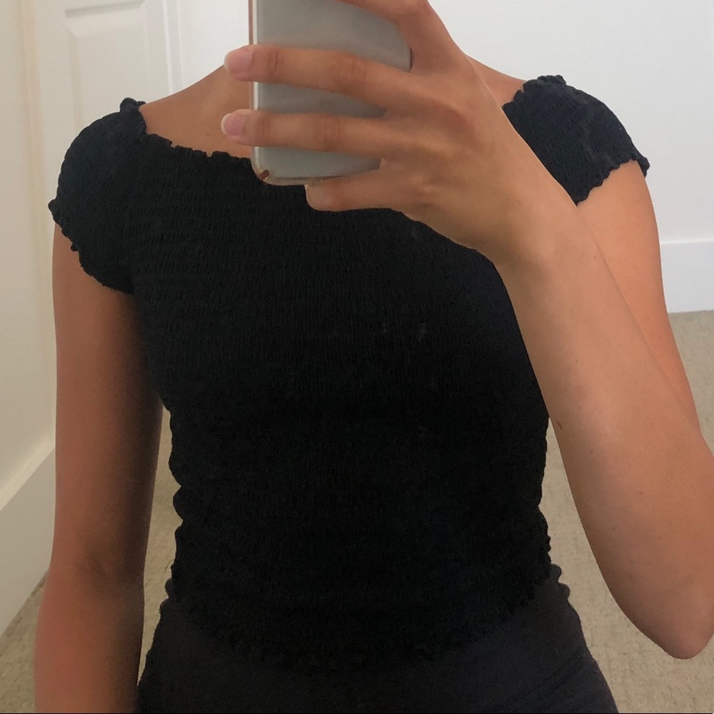 Brandy Melville Black ruffle top